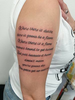 Tattoo uploaded by Roy Olislagers • Lyrics tattoo #lyricstattoo  #scripttattoo • Tattoodo