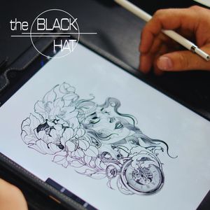 Art in progress - always! Here at the Black Hat, if you are not tattooing, you are working on refining your skills. Our artists are always on a search for new styles and techniques, body and face studies, and creating amazing illustrations. It’s a non-stop creative process, and we love it!  #theblackhattattoo