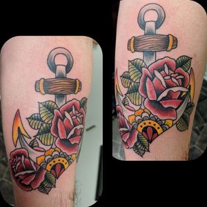 Traditional anchor and roses