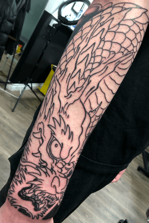 1st session on Nathan’s very first tattoo, great choice man.#dragontattoo #dragontattoos #japanesetattoo #japanesetattoos #irezumitattoo #irezumicollective #bestirezumi #tattoodo #tattoo #tattoos #irish #traditionaltattoo #traditionaltattoos #traditionaltattooing