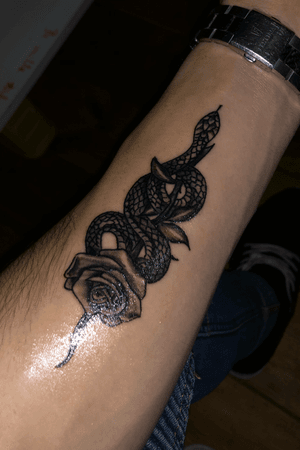 Snake with rose.