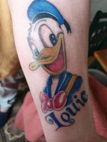 Donald Duck portrait with sons name underneath. Disney