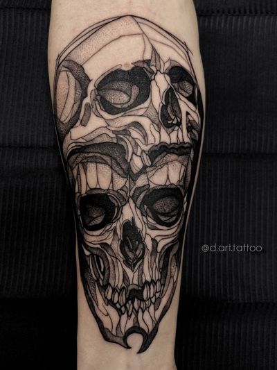 Skull tattoo, arm, line, sketches , dot, tattooing, grafik, Black, ink, Blackwork, guest spot skulls dark work 