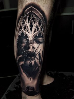 Tattoo uploaded by Liam Jey • Gothic girl #tattoo #bng #blackandgrey # realism #realistic • Tattoodo