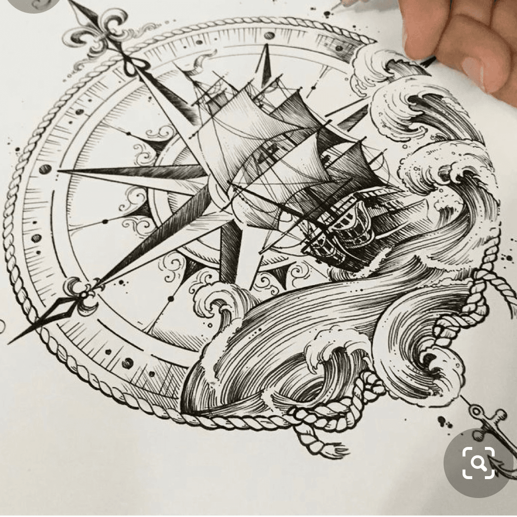 Tattoo artist Compass Mountain Sketch compass triangle technic png   PNGEgg