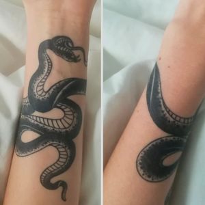 Healed snake tattoo - Right arm 
