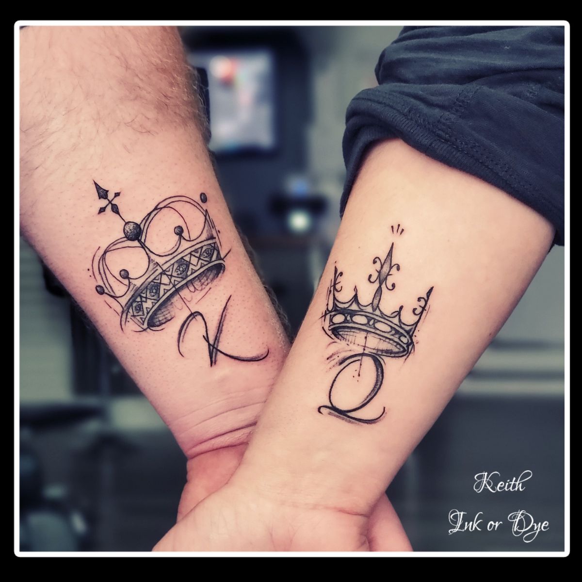 Tattoo Uploaded By Ink Or Dye Studio His And Hers King And Queen Sketch Art Tattoodo