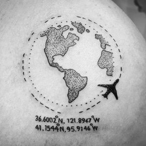Globe with coordinates