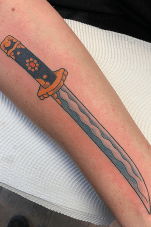 Katana tattoo, forearm, 1.5 hours #katana #sword #japanesesword #blade #weapon #japanese #japanesetattoo #irezumi