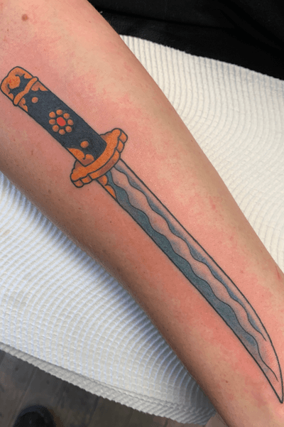 Katana tattoo, forearm, 1.5 hours #katana #sword #japanesesword #blade #weapon #japanese #japanesetattoo #irezumi