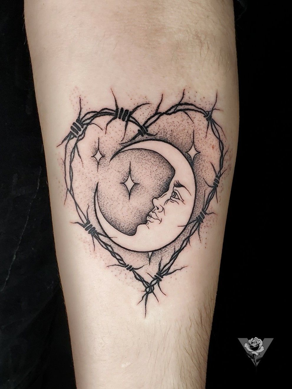 Buy Crescent Moon Dotwork Heart Feminine Wrist Temporary Tattoo Online in  India  Etsy