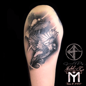 Flying Birds, so realistic that they almost fly off your arm. What do you think about this? Made with love by @guenaeldepaz bookings by @michelink