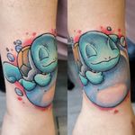 Squirtle sleeping on a bubble 
