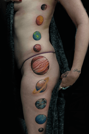 Color planets tattoo