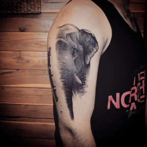 Realistic elephant tattoo - Tattoo Chiang Mai   #elephant #realistic #btattooing #blackworktattoo #tattoochiangmai #ChiangMai #tattooing #instatattoo #tattoooftheday #tatuagem #tatouage #inkedlife #inkedmag #armtattoo #tattooistartmag #tattooartistchiangmai #blacktattoo #tattooworkers #amazingink #besttattoos 