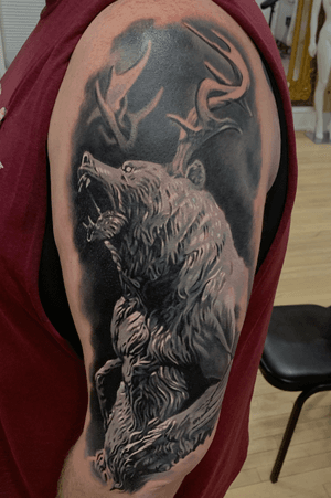 Bear+Deer=Beer! Awesome piece by Jacob Sheffield at Elysium Studio in Grand Junction. 