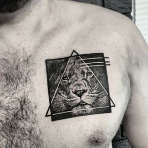 "Lion" first tattoo for Yegor with special symbolism.-Thx for the trust and welcome to the tattooed family.◾#тату #лев #trigram #tattoo #lion #inkedsense 
