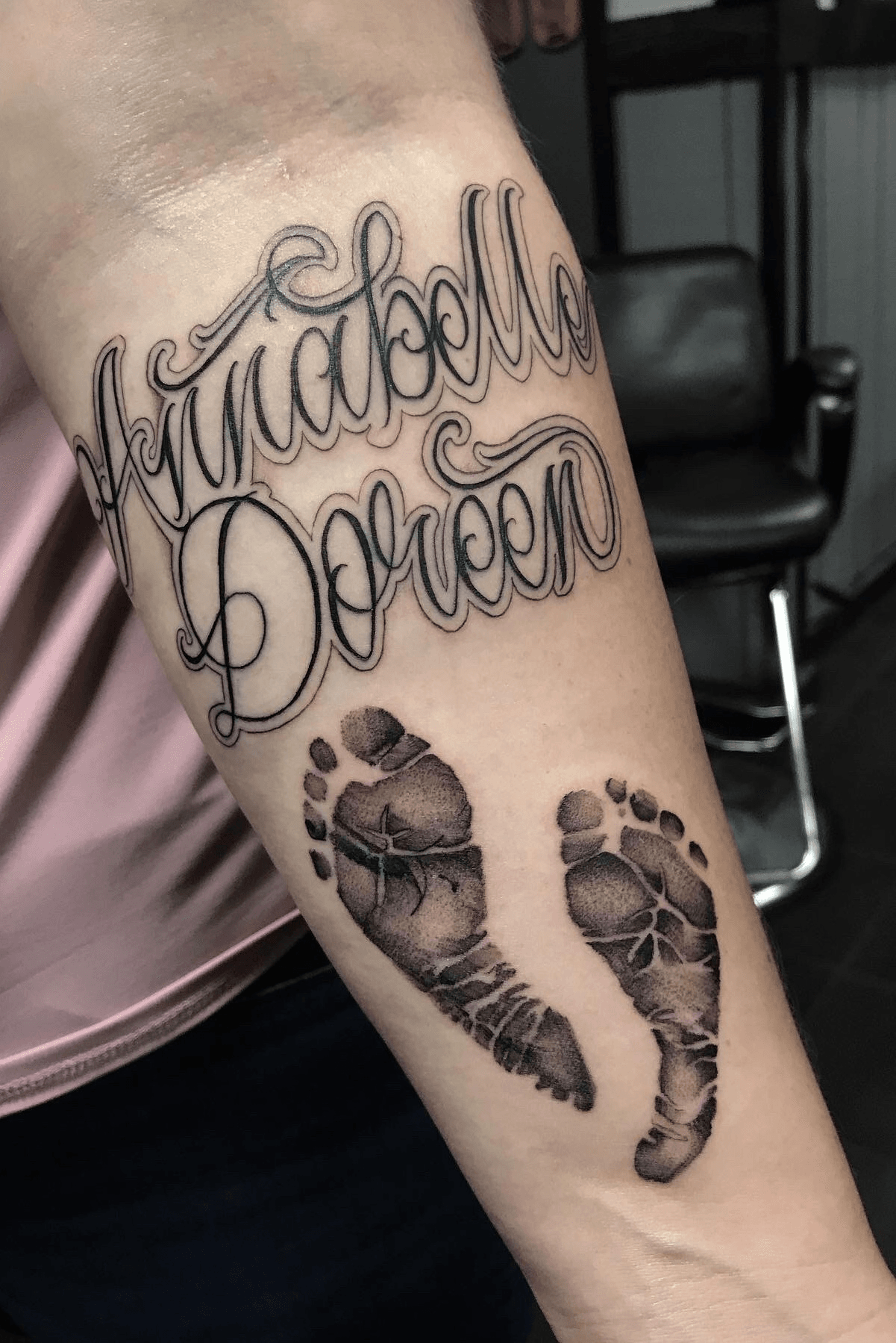 baby footprint tattoos on shoulder