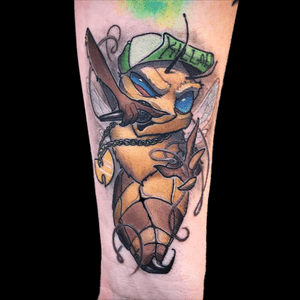 Wu-Tang Bee tattoo done by Chris Jenkins