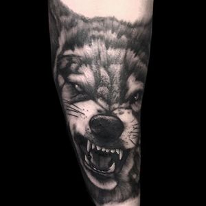 Wolf tattoo done by Jen Bean