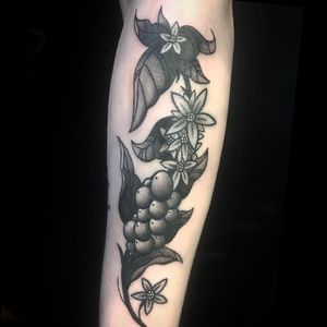 Flowers and Berries tattoo done by Jen Bean
