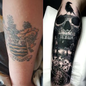 Amazing coverup tattoo by our resident artist Brennan if you would like a tattoo by him drop him or us a message. We have a bit of availability left in March