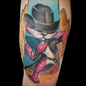 Outlaw Kitty tattoo done by Chris Jenkins