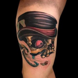 Smoking Skull tattoo done by Chris Jenkins