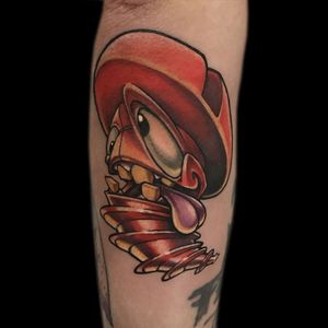 Red Screwy tattoo done by Nick Mitchell