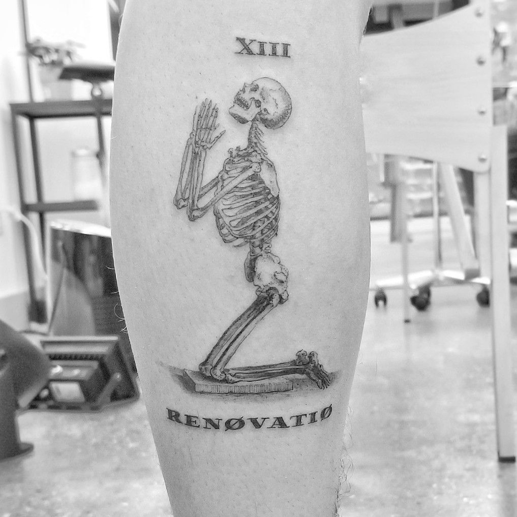 Praying skeleton inspired by surrendordorothy by Hamid Pouya at Tehran  Tattoo in Lynnwood WA  rtattoos