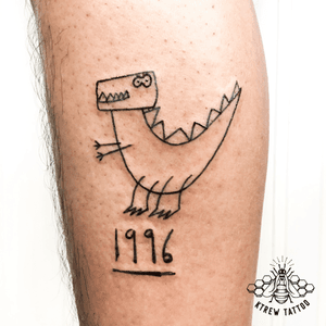 Dinosaur Linework Tattoo (Art by client) Tattooed by Kirstie Trew @ KTREW Tattoo • Birmingham, UK 🇬🇧 #customtattoo #lineworktattoo #dinosaurtattoo #tattoos #birminghamuk
