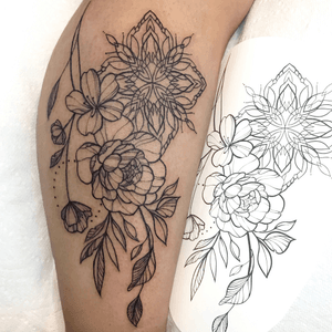 #Peony #blossom and #mandala #vancouvertattoo #vancouvertattooartist #vancouverstudio #vancouver #tattooartist 