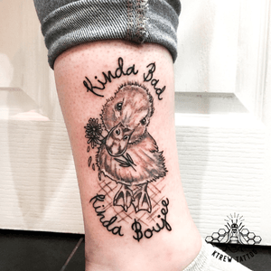 Blackwork Duckling Tattoo by Kirstie Trew @ KTREW Tattoo • Birmingham, UK 🇬🇧 #birmingham #ducktattoo #ducklingtattoo #blackworktattoo 