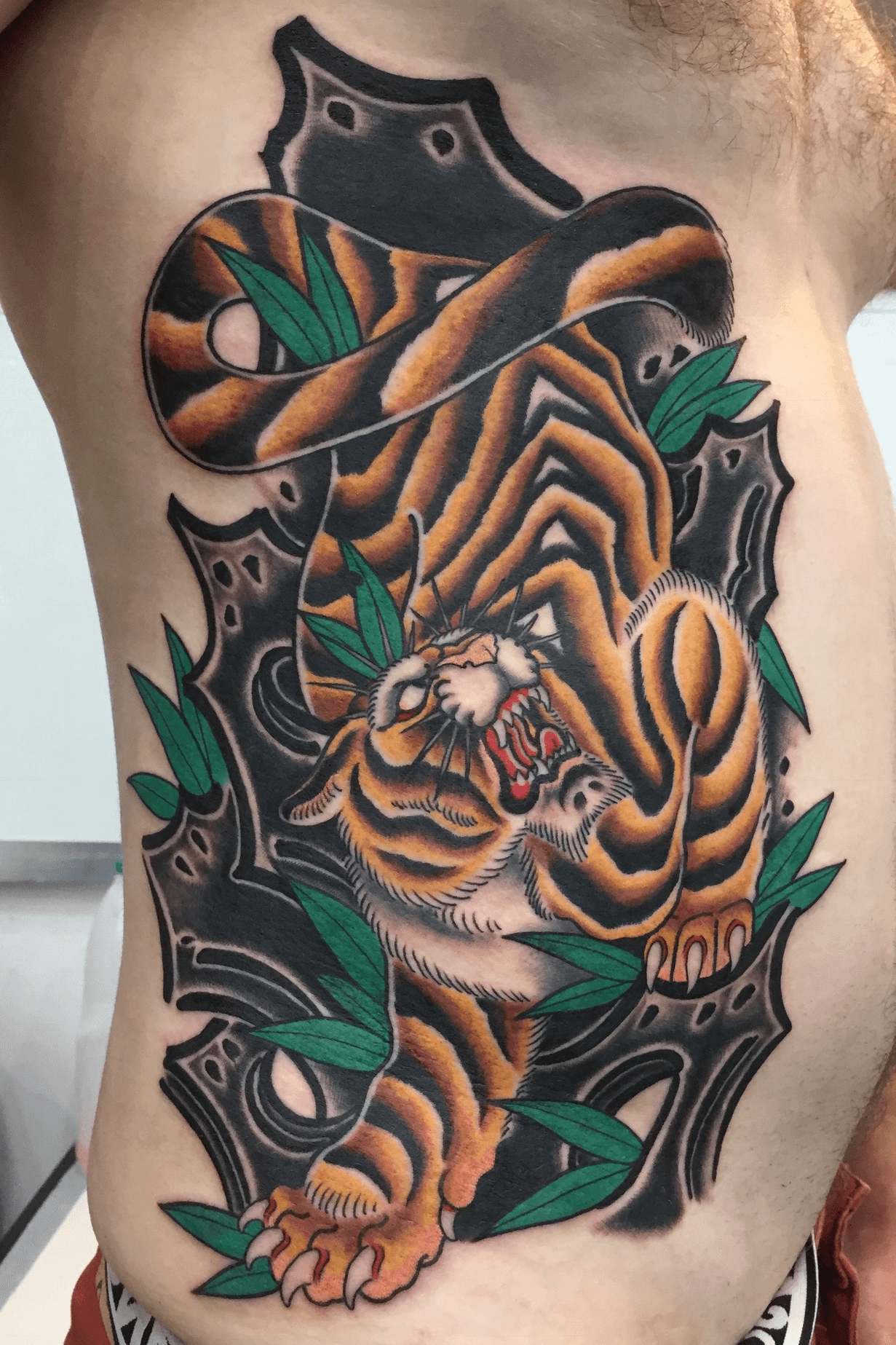Did this Japanese Tiger fine line rib tattoo for my client Kept it simple  and fine line on this one       fineline japanese  Instagram