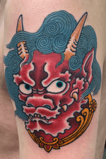 Oni tattoo on the upper arm, 3.5 hours #oni #onitattoo #demon #japanesedemon #raijin #japanese #japanesetattoo #irezumi #jarradchivers