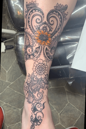 Sunflower ankle tattoo
