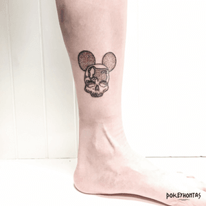 Disney Skull Hand-poked Tattoo by Pokeyhontas @ KTREW Tattoo | Birmingham UK #disneytattoo #skulltattoo #tattoo #birminghamuk #blackwork #dotwork #handpoked #stickandpoke #handpoke #handpoketattoo #handpoketattooartist 