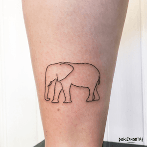 Elephant Hand-poked Tattoo by Pokeyhontas @ KTREW Tattoo | Birmingham UK #elephant #tattoo #linework #fineline #stickandpoke #handpoked #sticknpoke #machinefree #handpoke #handpoketattoo #handpoketattooartist 