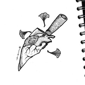 Self-taught tattoo of a sushi knife morphing with a heart... is it neo traditional or modern tattoo