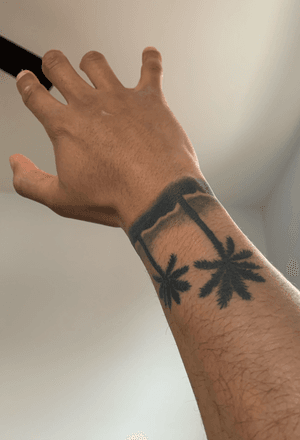 Palm Tree Wrist Tattoo by Sam Prag @ Ziobrowski’s in Medford, NY