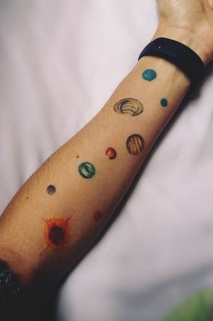 #planets #colombian #armtattoo #solarsystemtattoo 