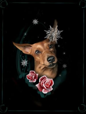 #dog #snowflake #snow #roses #rose #ice 