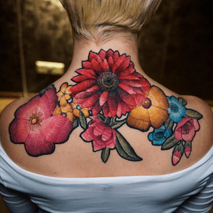 embroidery flowers tattoo