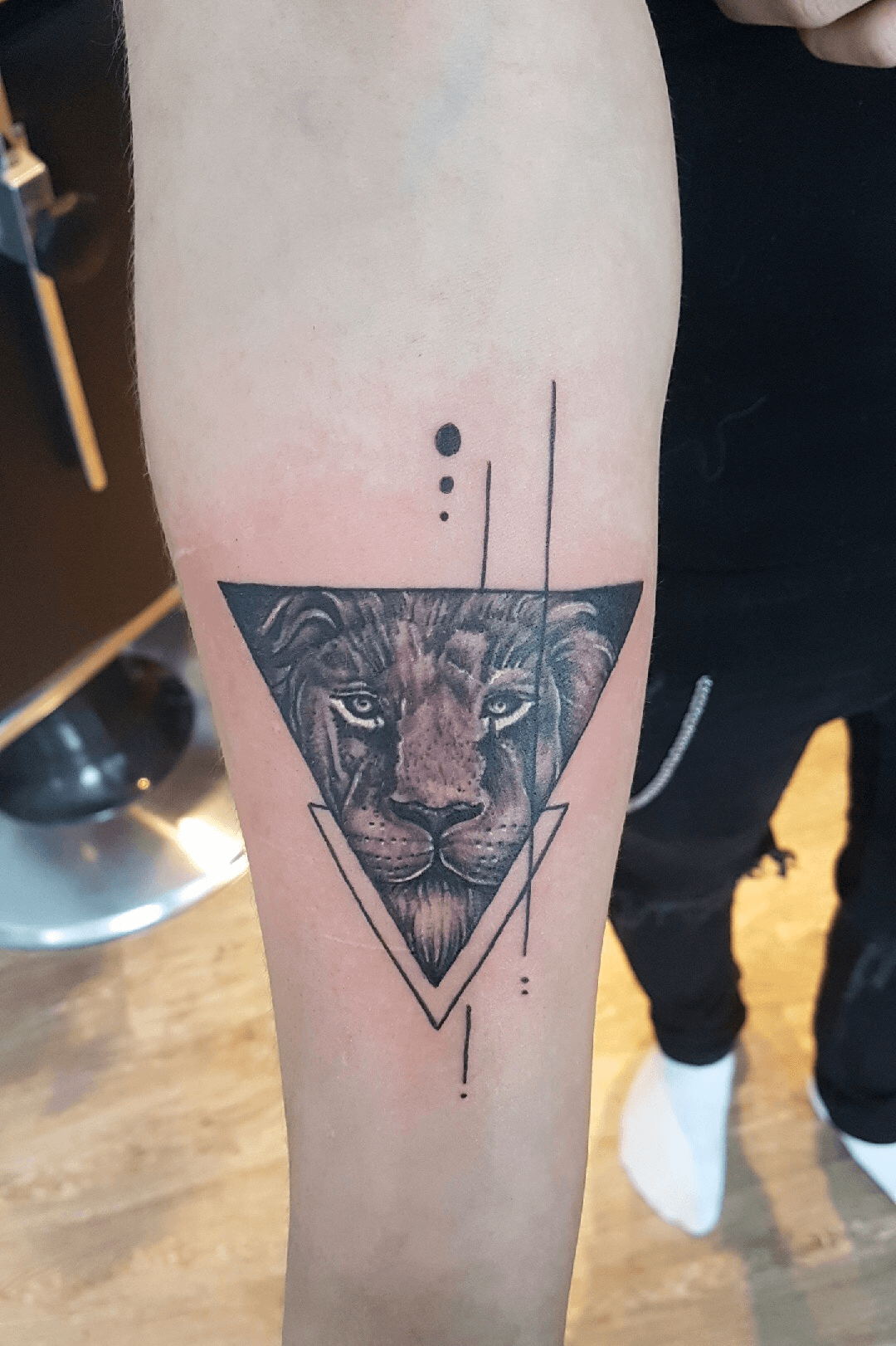 Premium Vector  Vector black and white tattoo lion illustration on geometry  sign