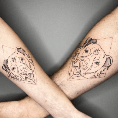 matching doggo portrait tattoo for the lovely couple Kyle & Samantha, thanks for trusting me ?