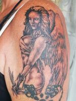 Black and gray angel tattoo #blackngray #mypassion #angeltattoo #candyinktattoos 