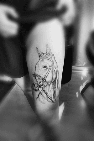 Tattoo#girl #legtattoo #horse #blackandgrey #inkedgirl #inkedmag #Tattoodo #tattooartist #Nenad #fusionink 