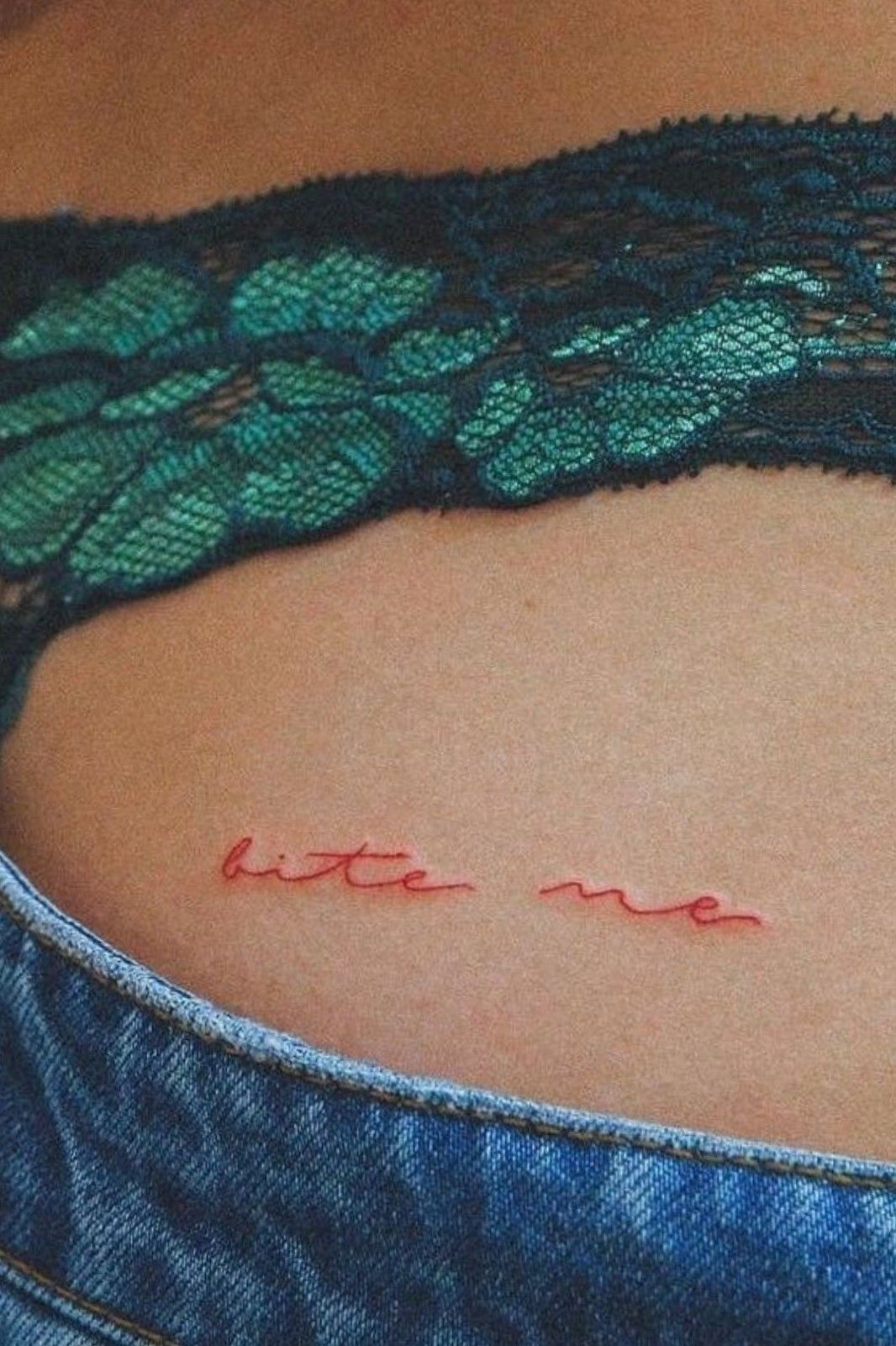 Bite Me Candy Hearts Minimalist Script Tattoo by Paper Airplane Jane   Iron Palm Tattoos  Body Piercing