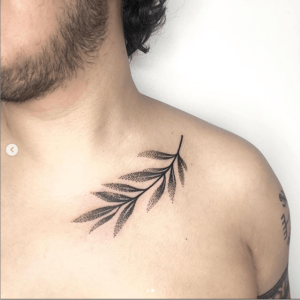 Fresh olive branch tattoos to celebrate being able to see my collarbones  after losing 120lbs Done by Brandon  Manifest Tattoo Society Waxahachie  TX  rtattoos
