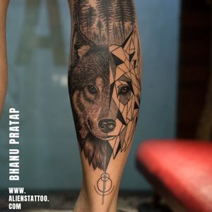 Wolf tattoo by Bhanu Pratap at Aliens Tattoo India